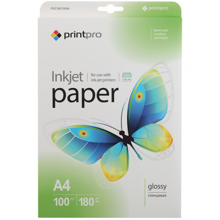 PGE180100A4 PrintPro Photo paper glossy 180g/m, A4, 100pc.