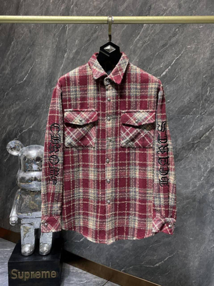 Красная рубашка в белую клетку Chrome Hearts