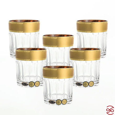 Набор стаканов для виски с золотом Bohemia Max Crystal 320 мл(6 шт)