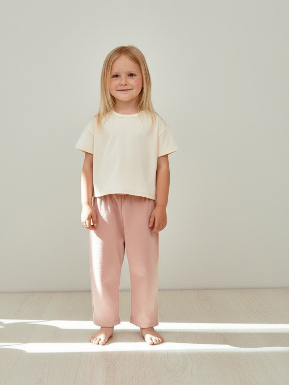 Брюки детские розовый/бежевый