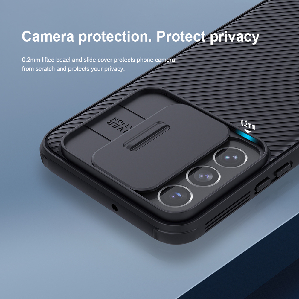 Чехол усиленный для смартфона Samsung Galaxy S22 от Nillkin, серия CamShield Pro Case, с сдвижной крышкой для камеры