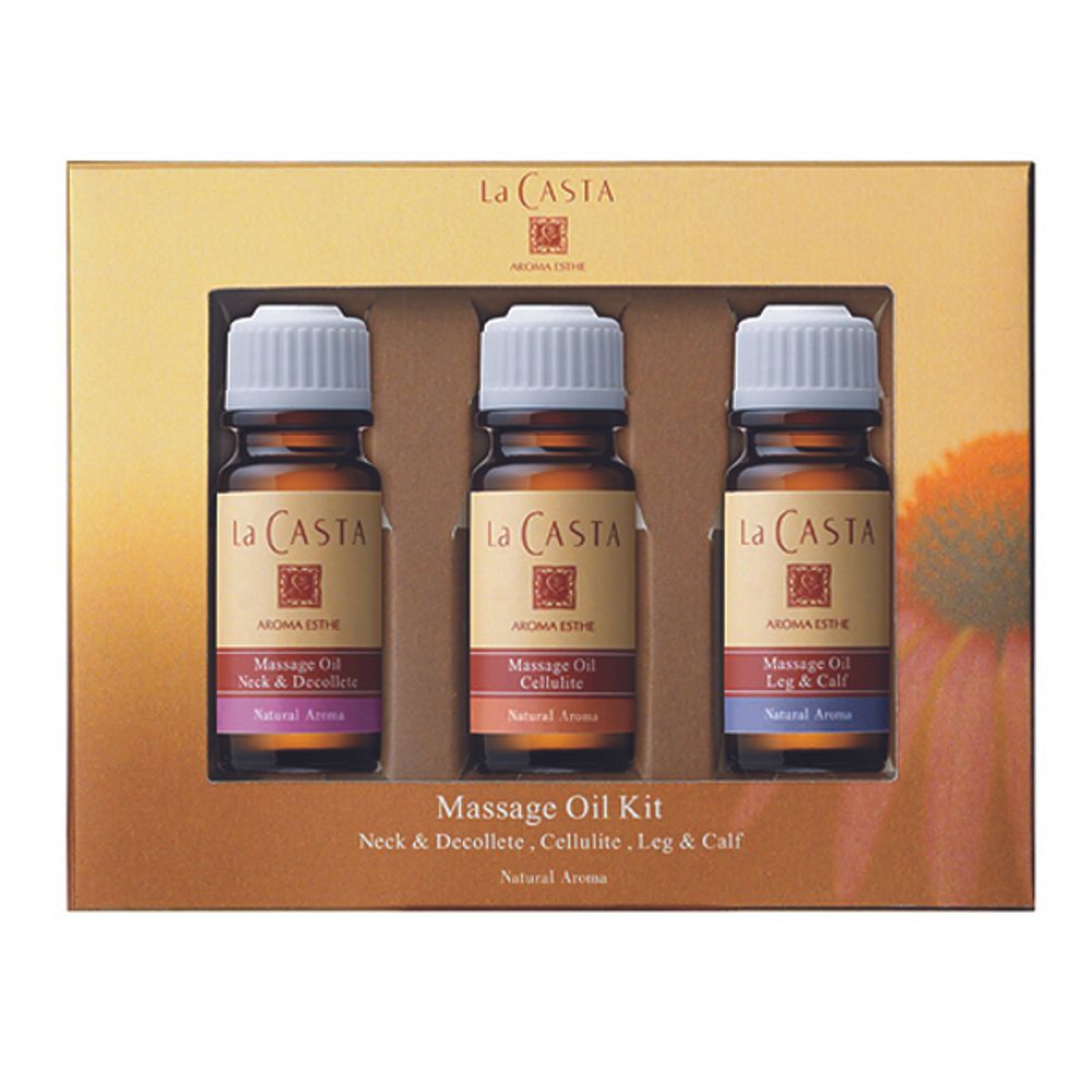 La Casta Aroma Esthe Набор массажных масел Massage Oil Kit Neck &amp; Decollete, Cellulite, Leg &amp; Calf 30 мл