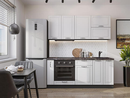 Прямая модульная кухня Дублин-01 Special White - Graphite 2140*1900*600