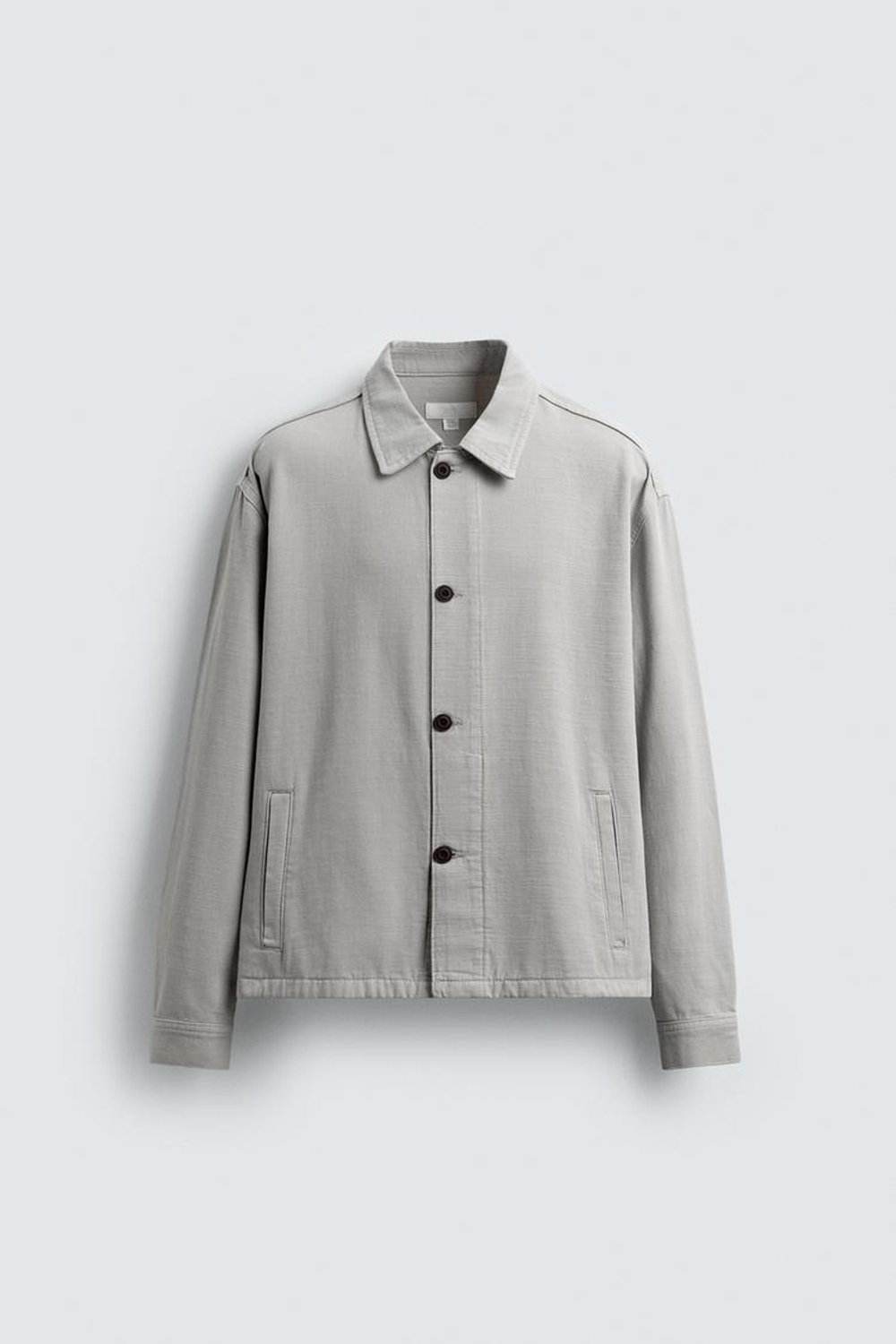 ZARA КУРТКА-РУБАШКА BOXY FIT В ЕЛОЧКУ, СЕРЫЙ