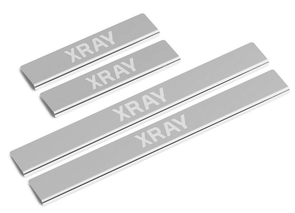 Накладки на пороги AutoMax для Lada Xray 2015-н.в./Xray Cross 2018-н.в., нерж. сталь, с надписью, 4 шт., AMLAXRA01