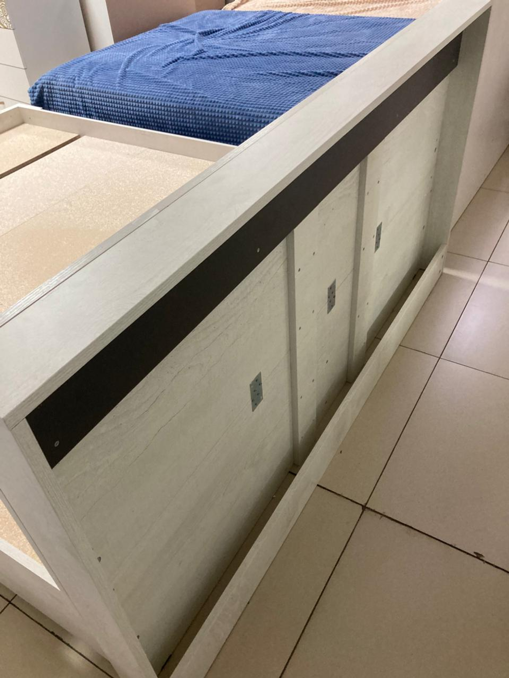 Кровать Леонардо КР-15 бетон пайн светлый/графит 1600 + настил