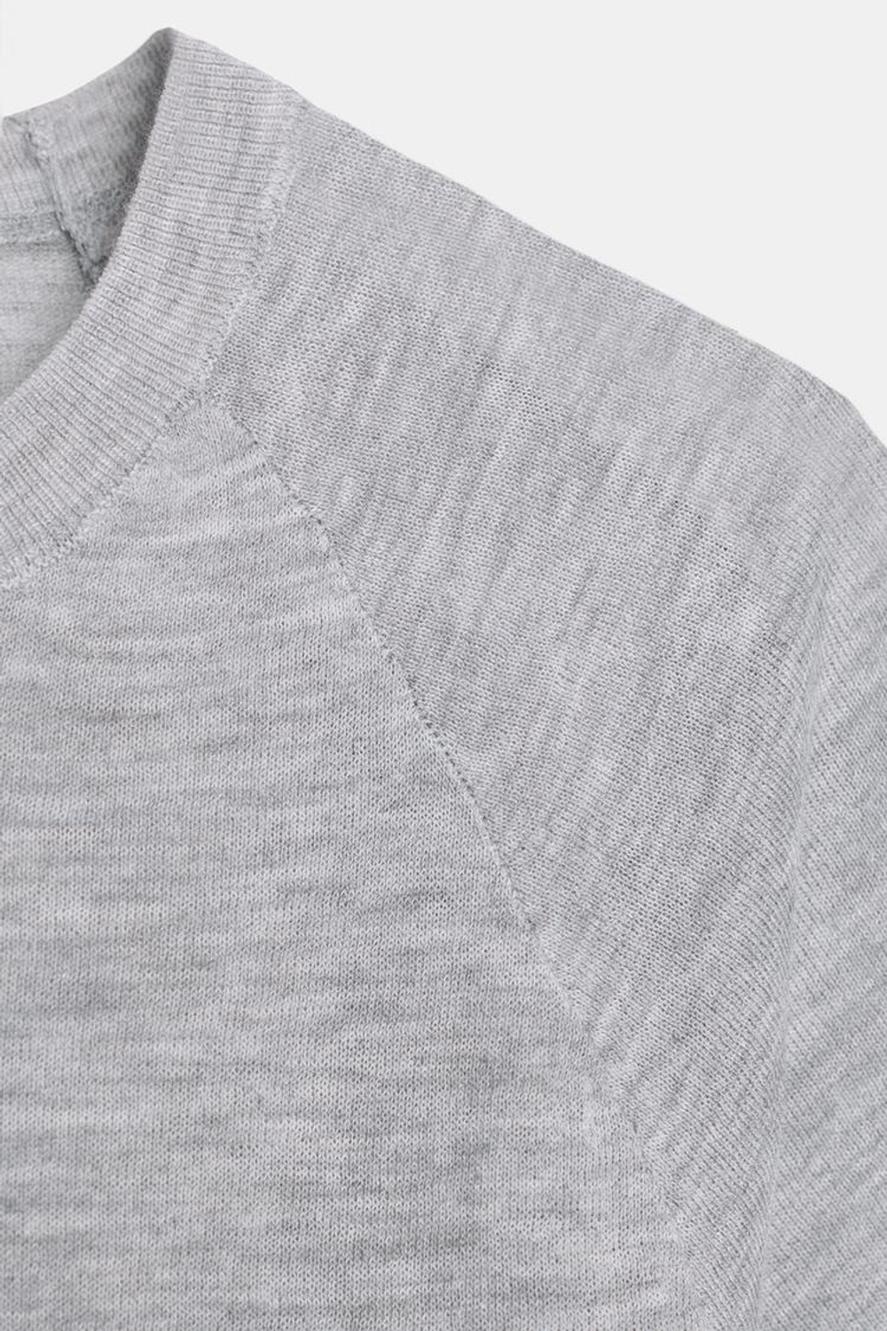 ZARA ТОП ИЗ УЛЬТРАТОНКОГО ТРИКОТАЖА, СЕРЫЙ МЕЛАНЖ