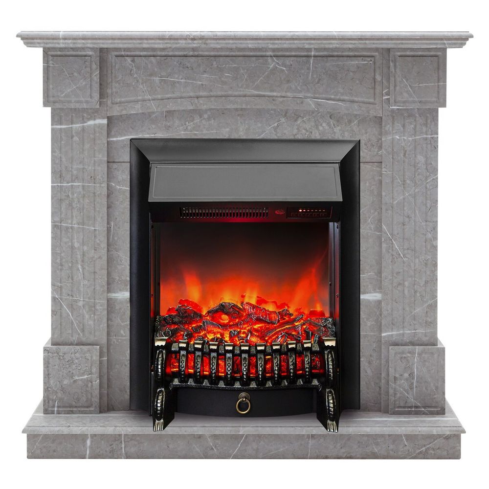 Электрокамин RealFlame Andrea STD GR цвет мрамор серый с очагом Fobos Lux Black RC