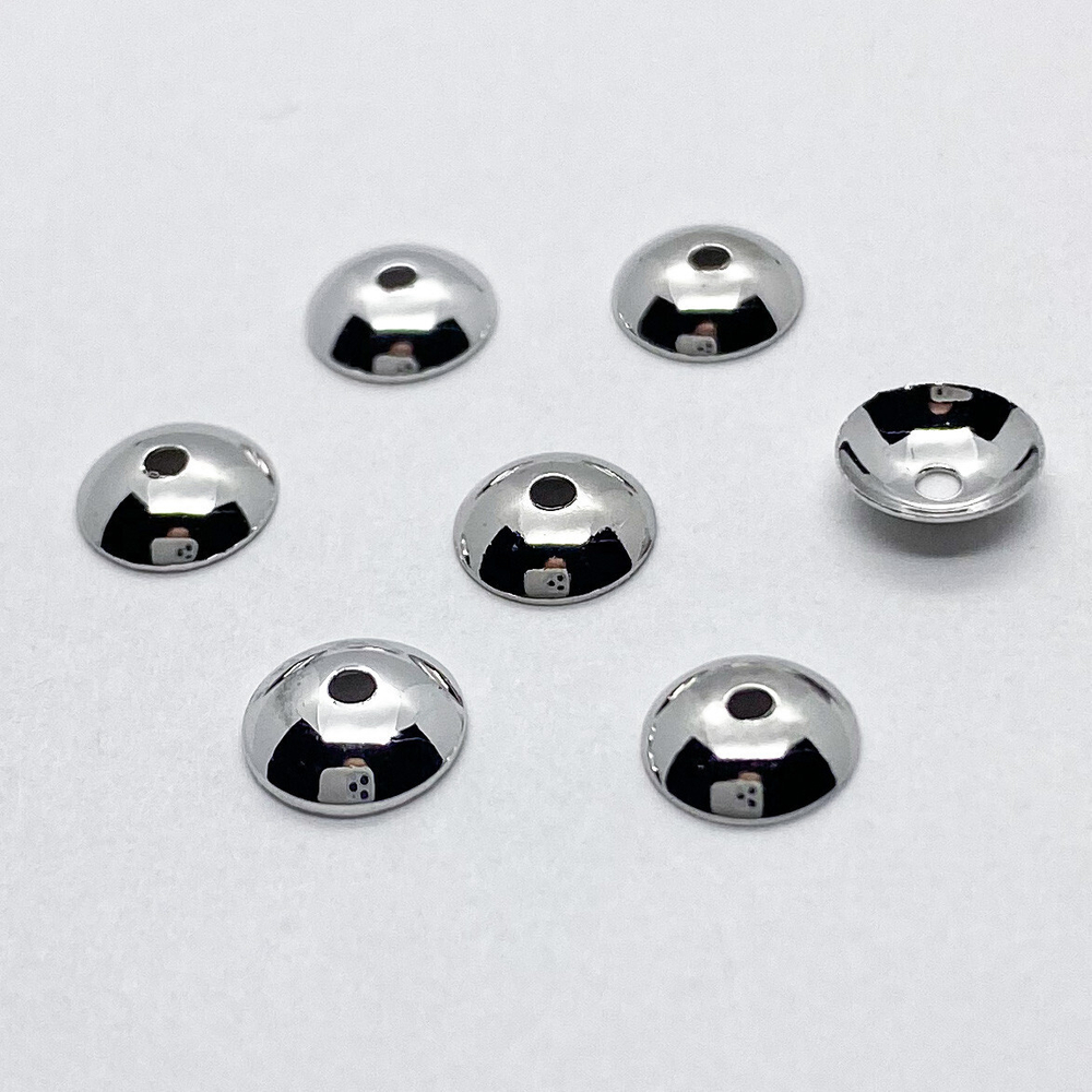 Шапочка, цвет серебро (родий), размер 6 мм, цена за 10 шт