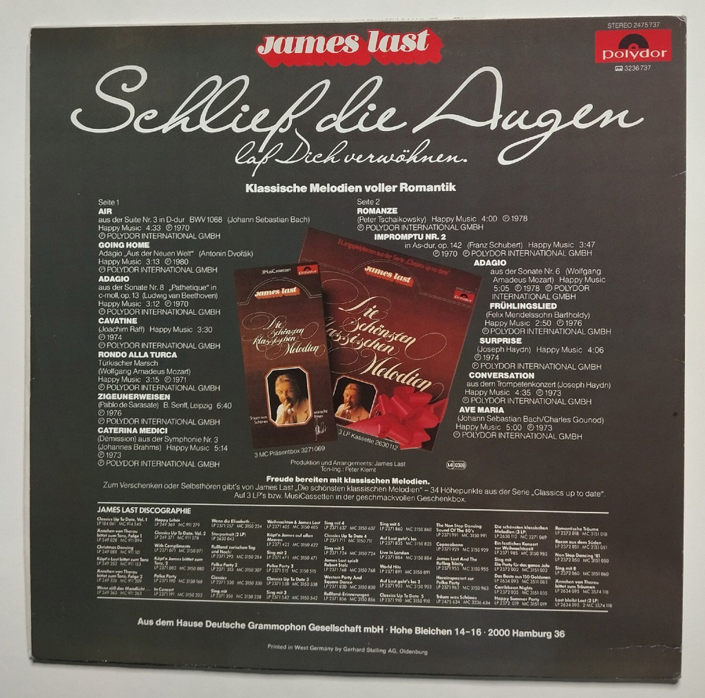 Винтажная виниловая пластинка LP James Last Schlieb Die Augen Lab Dich Verwohnen (Germany 1981) NM