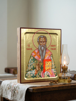 Икона Иоанна Милостивого, святого на дереве: 125 х 160 (Синопсисъ)