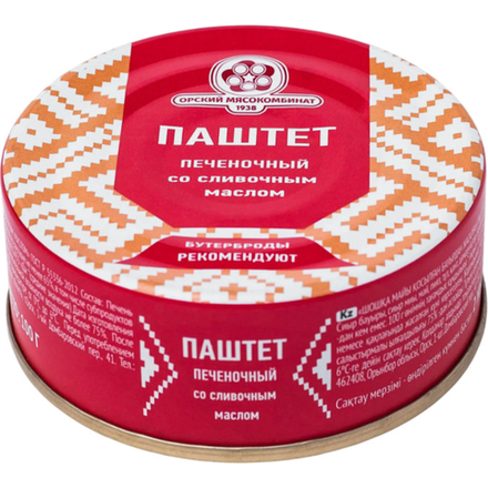 Паштет Орский мясокомбинат печеночный со сливочным маслом 100 гр