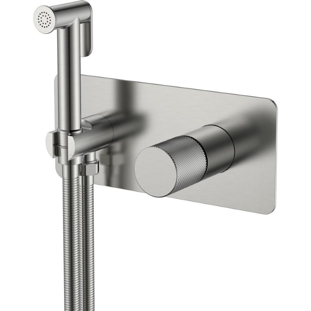 Гигиенический душ Boheme Stick 127-NB.4 со смесителем, С ВНУТРЕННЕЙ ЧАСТЬЮ, Nikel Brush SPIRALE
