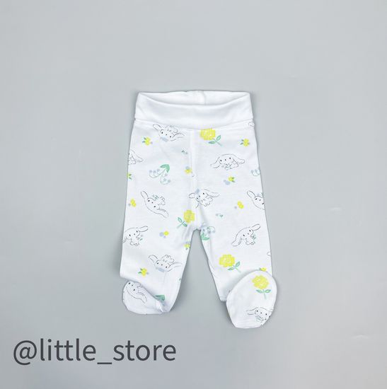 Ползунки хлопковые "Белые зайчики" на белом
