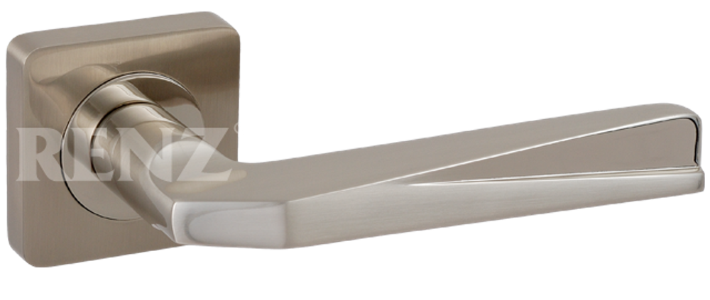 Ручка квадрат Ренц Валерио, цвет никель матовый/блестящий ЦАМ (гарантия - 10 лет)