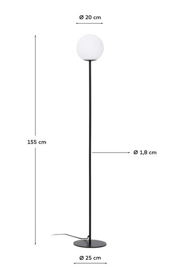 Торшер Brisia из черного металла с матовым стеклянным шаром Ø20