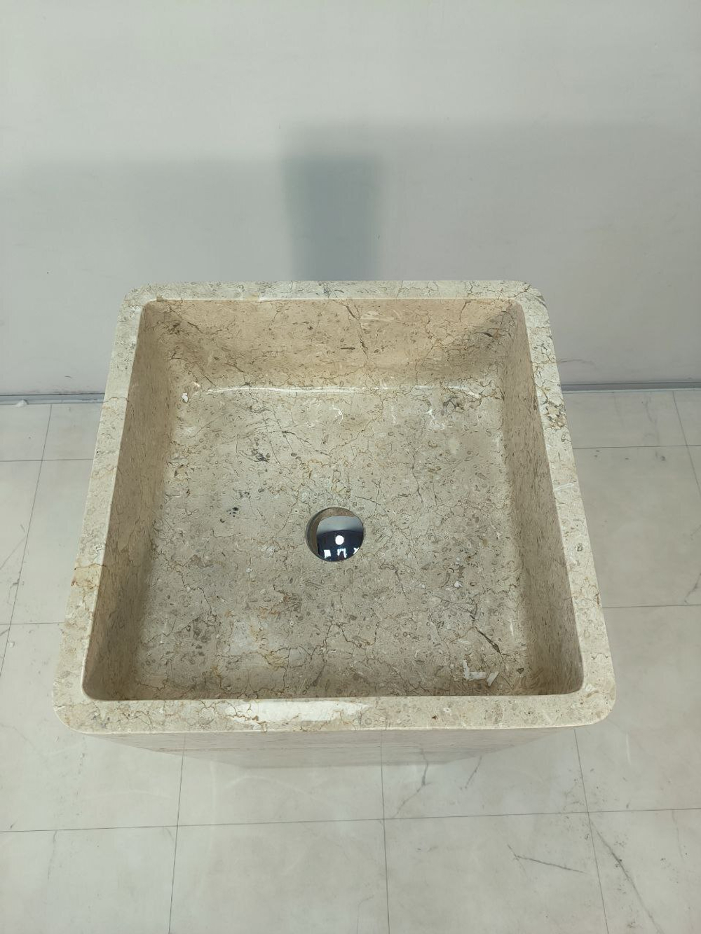 Раковина напольная из мрамора Square Cream RN-65929 45х45х90 из натурального камня