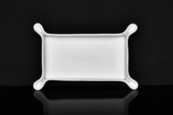 Средний фигурный лоток из кожи белый