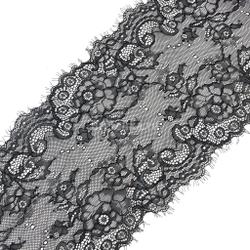 Кружево эластичное черное с ресничками 17 см