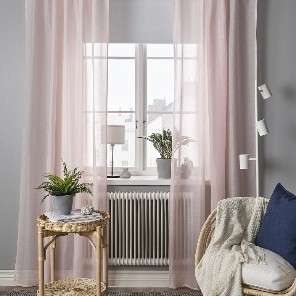 IKEA STENFRÖ  (ИКЕА СТЕНФРÖ)  -  Шторы, 2 шт, на ленте/розовые, 145x300 см