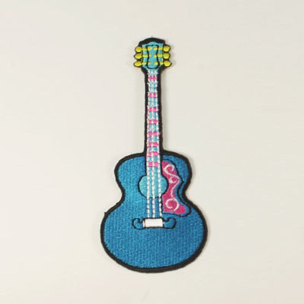 Нашивка Гитара (голубая с узором)