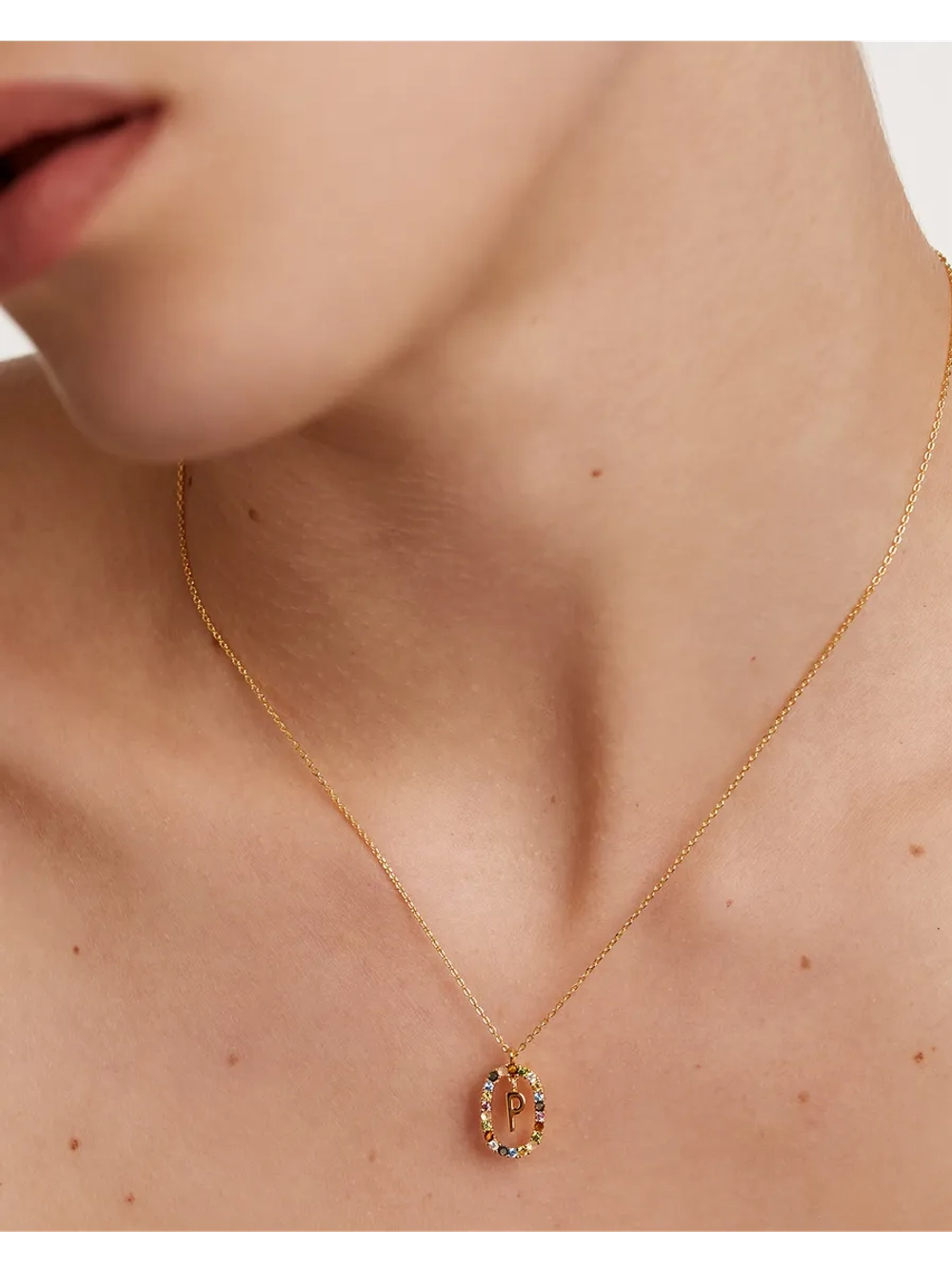 Колье Буква P серебро 925 пробы покрытое золотом