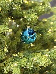Стеклянный шар Полет 70 мм., бирюзовый, стекло, Ёлочка (С549/3)