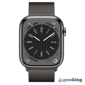 Apple Watch Series 9 GPS + Cellular 45mm Graphite Stainless Steel Case with Graphite Milanese Loop