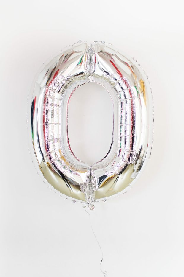 FM Шар 40" / 102 см "Цифра 0" Серебро (БГ-60)