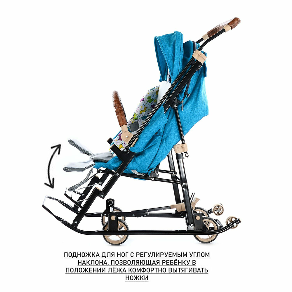 Санки - коляска Galaxy Glory (Бирюзовый) арт. GGСД
