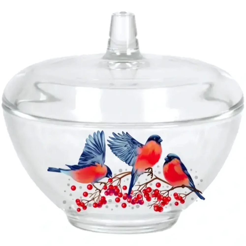 Сахарница стеклянная 250мл «Снегири» D1911/12