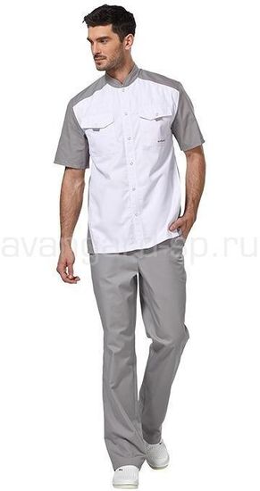 Рубашка мужская LL2201 (белый/серый)