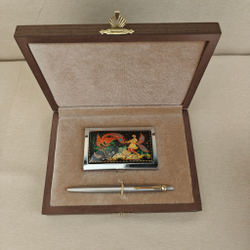 Набор подарочный "Иван-царевич и Жар-птица" с ручной росписью в футляре