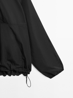 Massimo Dutti Толстовка из технической ткани с застежкой-молнией, черный