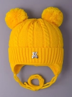 Шапка детская вязаная демисезонная на завязках