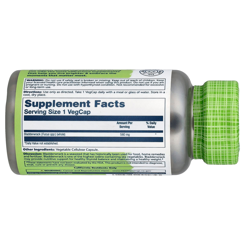 Solaray, True Herbs, Bladderwrack, 580 мг, 100 растительных капсул