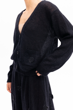 Чёрный кардиган из мохера