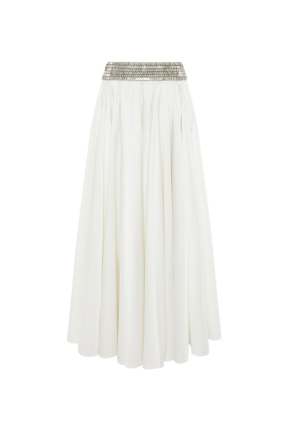Юбка макси из атласа с кристальной отделкой