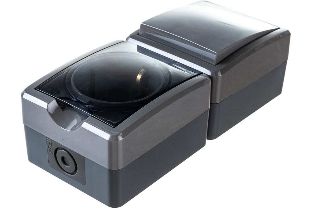 Блок розетка+выкл. верт. IP54, 16A(10AX)-250В, серый Эксперт ЭРА