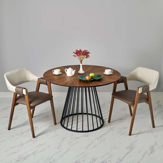 Стул Heron, орех, бежевое букле, коричневая экокожа