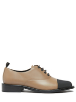 Женские комбинированные туфли темно-бежевые со шнурками