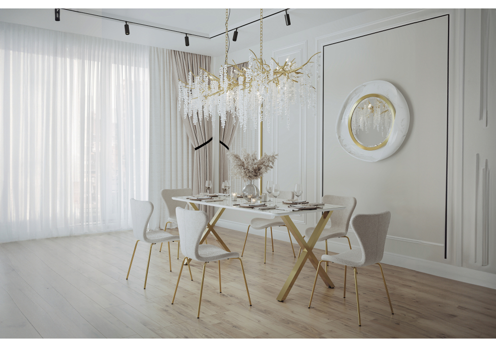 Стул на металлокаркасе Woodville Solo white, gold