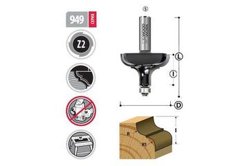 Фреза профильная 57.1х25х75 мм, S=12 мм, R=12.7/9.5 мм WOODWORK 949.1210.12