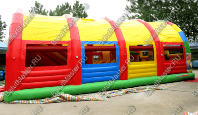 Надувной батут "Страна Сафария" с крышей и высокими горками 13*7*6 м