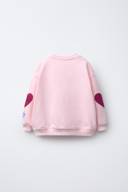 ZARA ТОЛСТОВКА С БЛЕСТЯЩИМ ПРИНТОМ, РОЗОВЫЙ