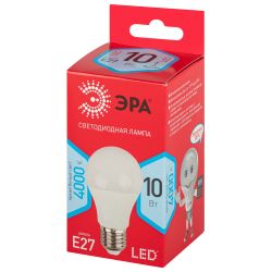 Лампа светодиодная ЭРА RED LINE LED A60-10W-840-E27 R Е27 / E27 10 Вт груша нейтральный белый свет | Лампы cветодиодные Груша (A)