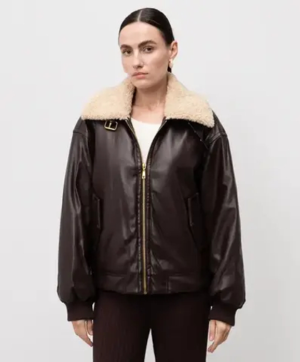 TWINSET Куртка из эко-кожи в авиаторском стиле