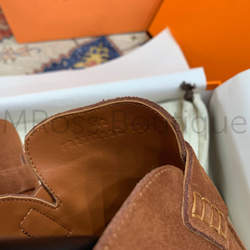 Мужские мюли Hermes Go Mule в коричневом цвете из замши
