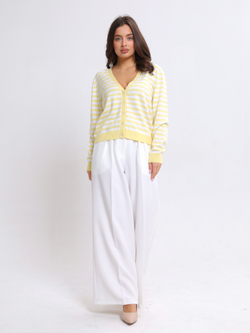 Кардиган в полоску с V-вырезом