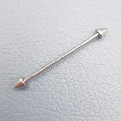 Индастриал 40 мм для пирсинга ушей с конусами 5 мм, толщиной 1,6 мм. Медицинская сталь.